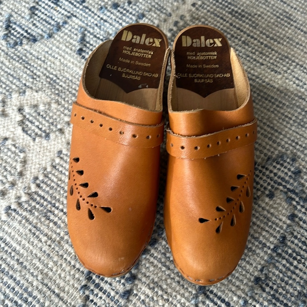 Swedish Wooden clogs with hole flower detail
